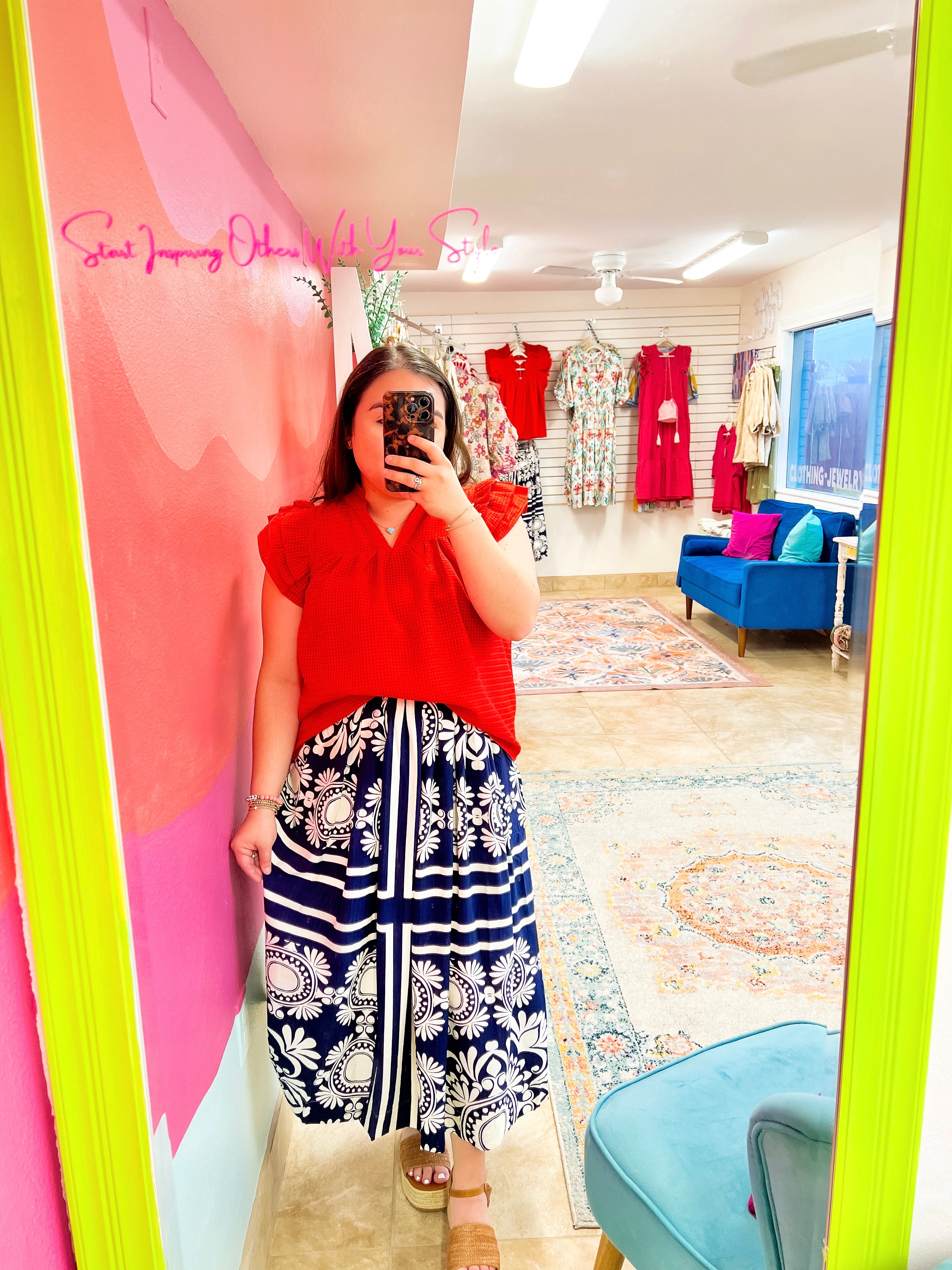 Navy Midi Skirt (S-L)