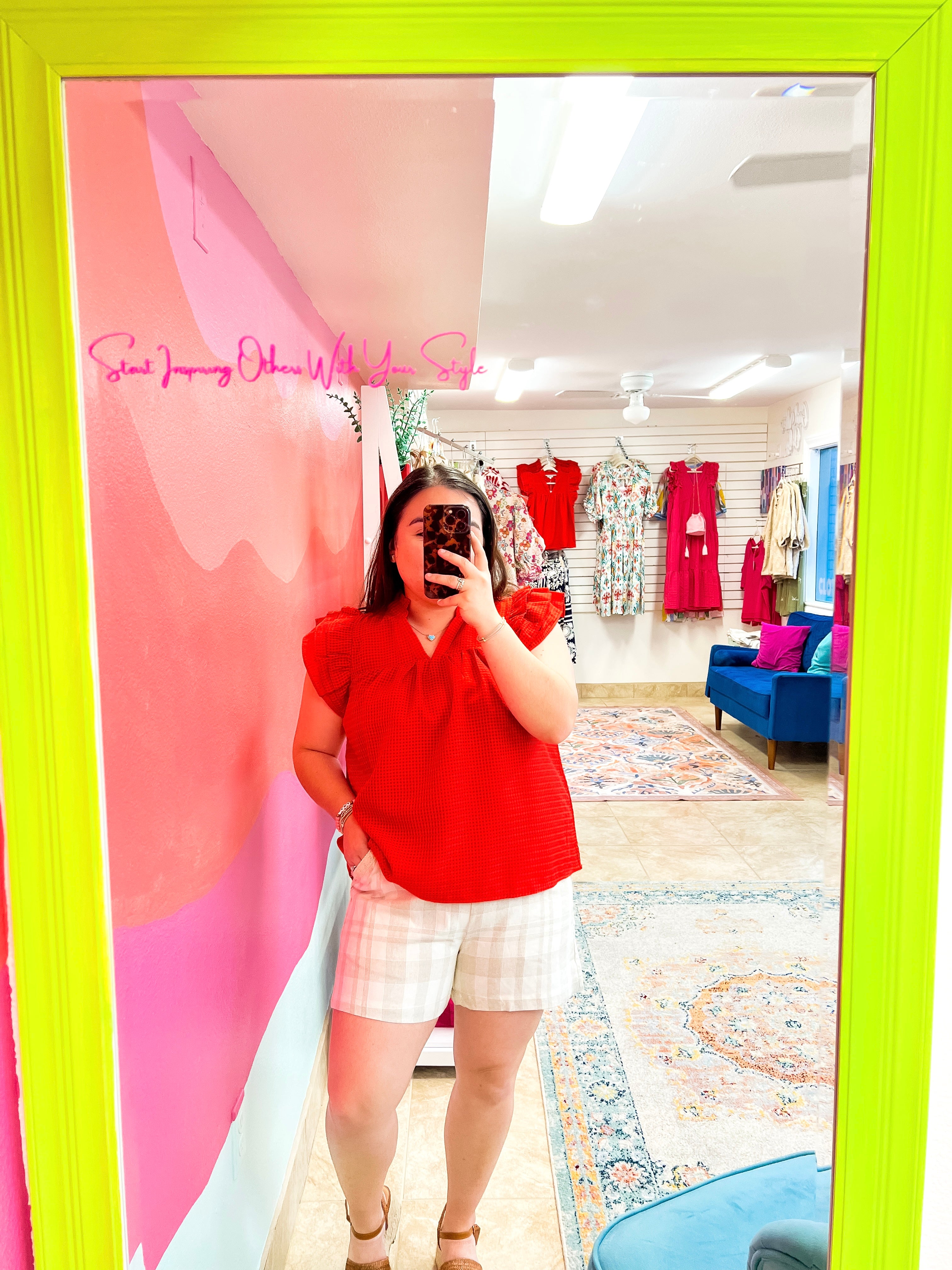 Tomato Red Flutter Sleeve Blouse