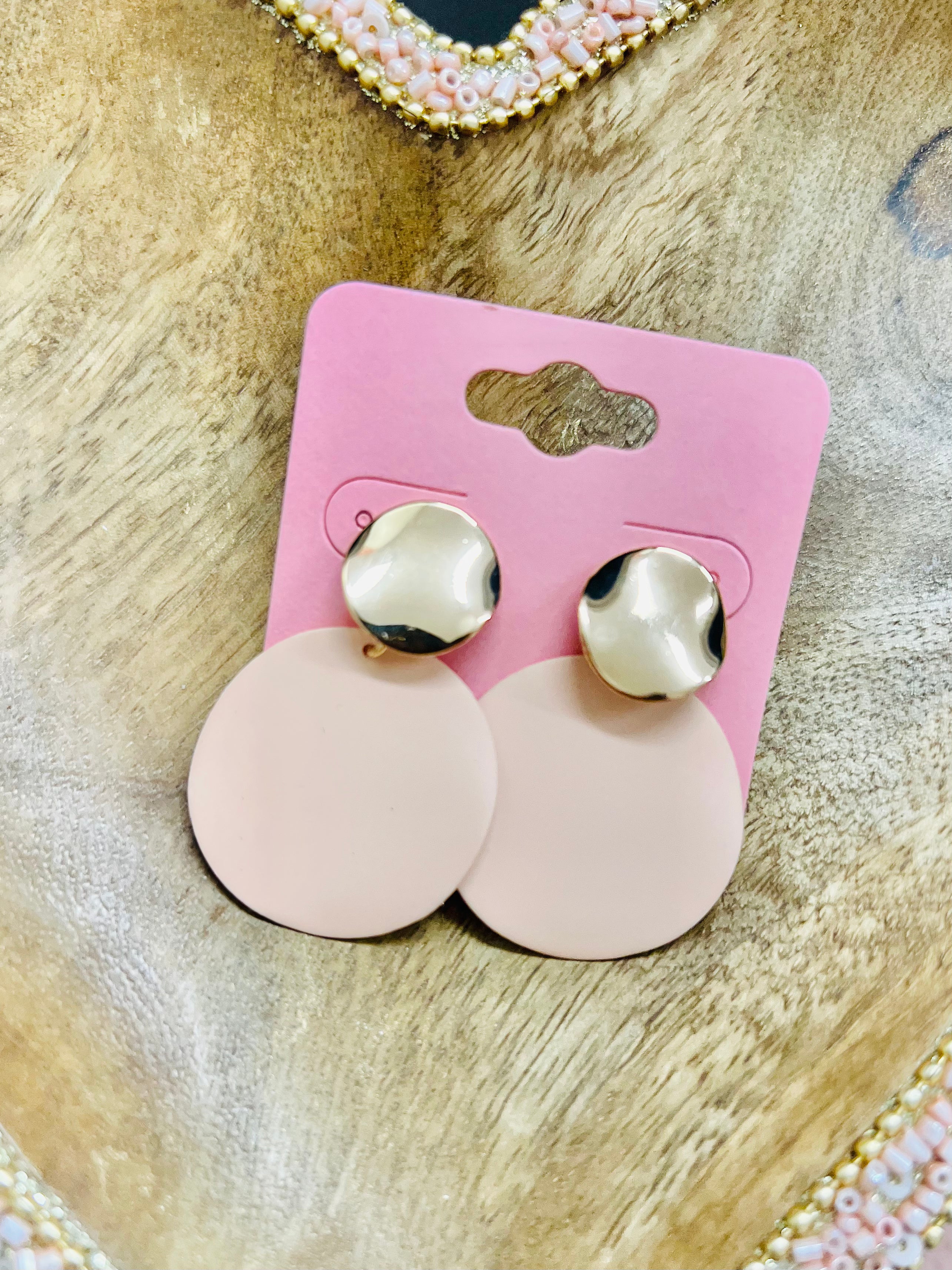 Light Tan Round Earrings