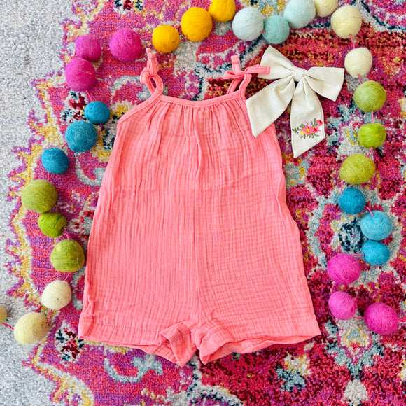 Coral Gauze Romper