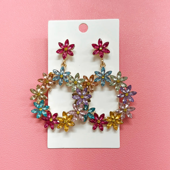 Floral Rhinestone Earrings