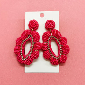 Hot Pink Beaded Earrings