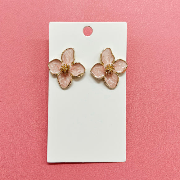 Light Pink Floral Studs