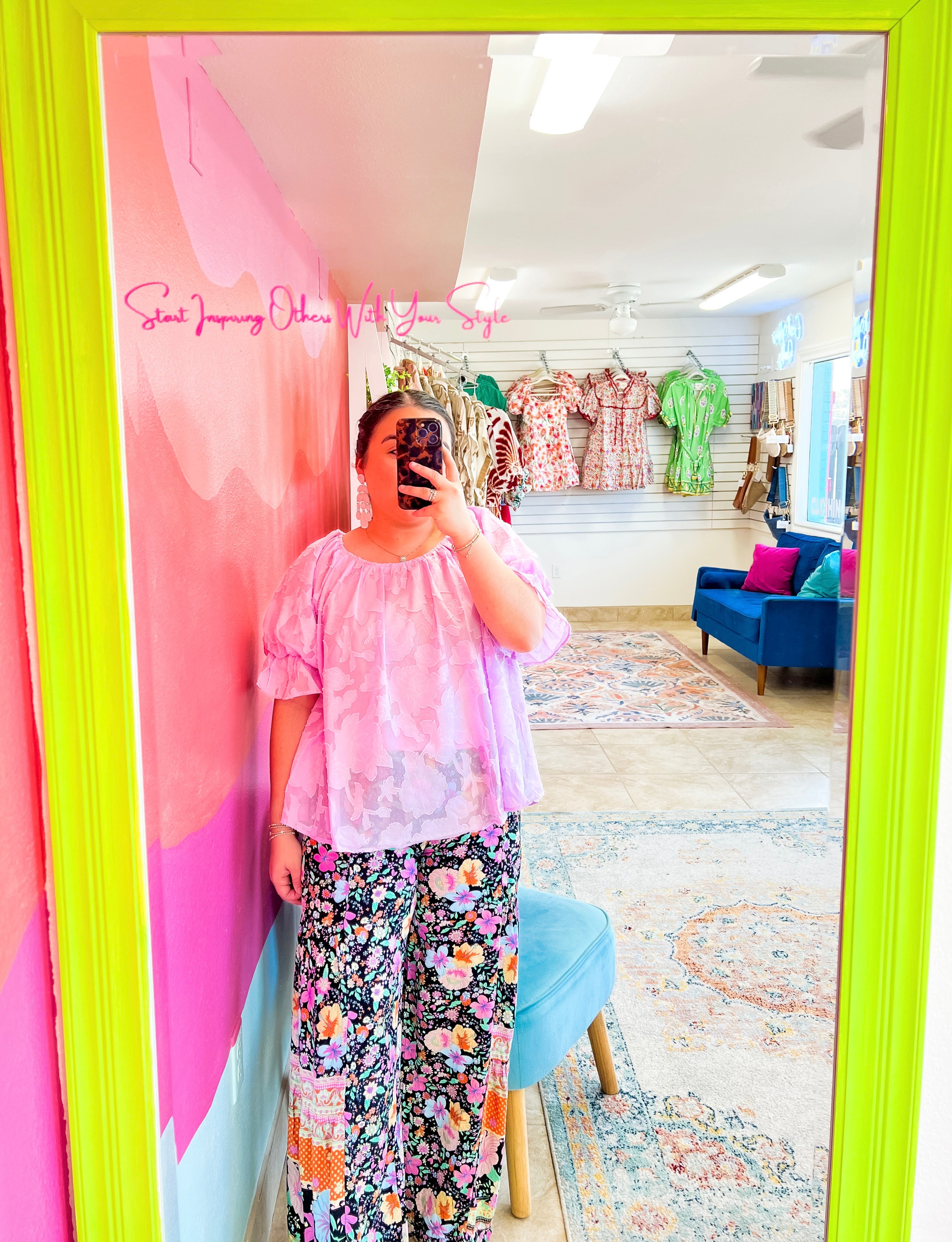 Lavender Bubble Sleeve Blouse (S-2X)