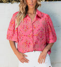 Rose Button Down Blouse (S-2X)