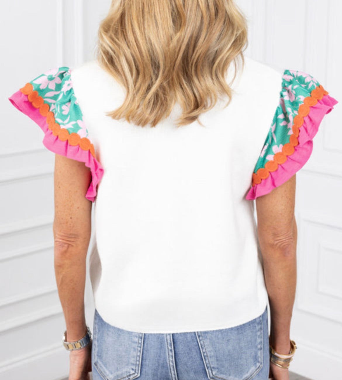 White Flutter Sleeve Blouse (S-XL)