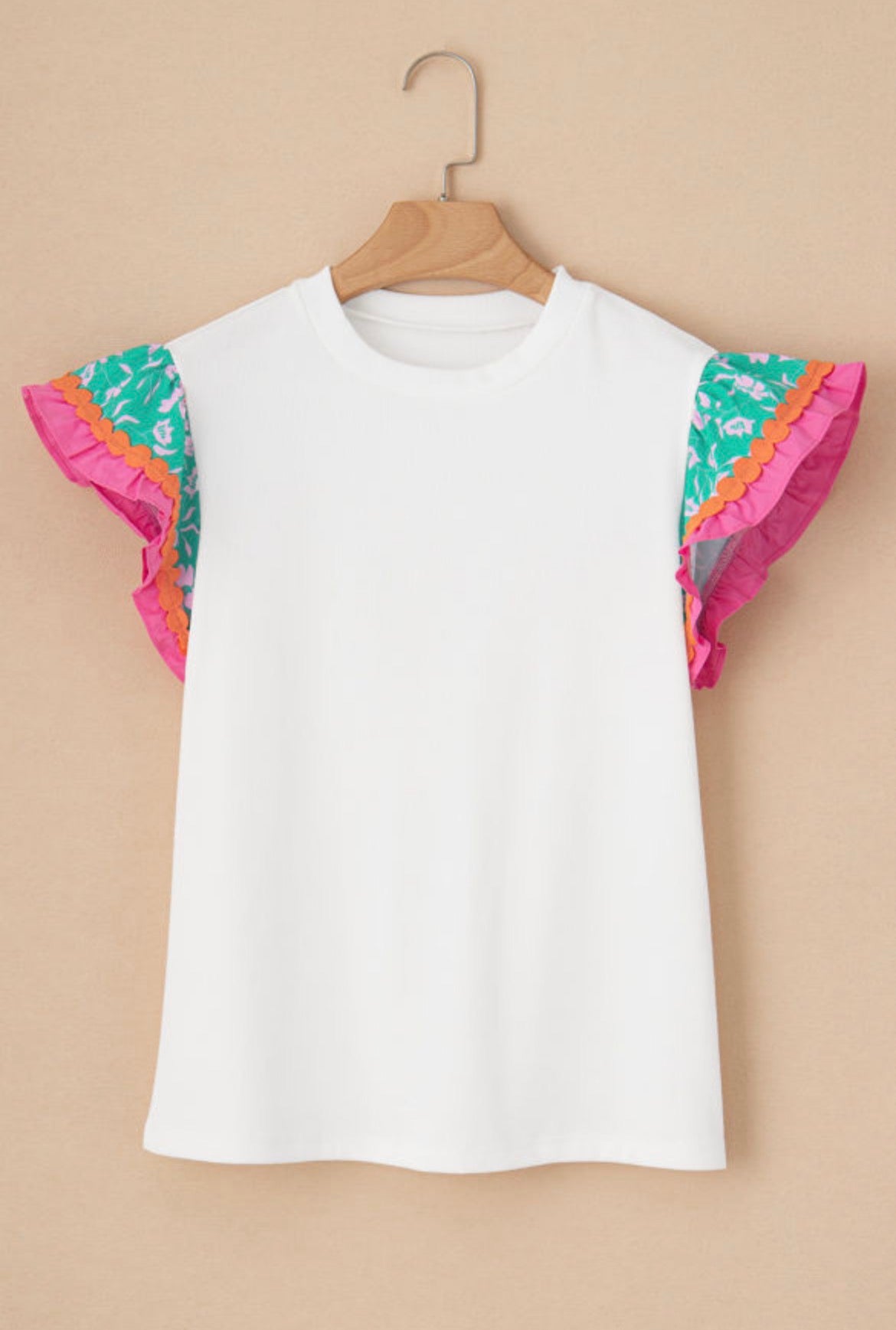 White Flutter Sleeve Blouse (S-XL)