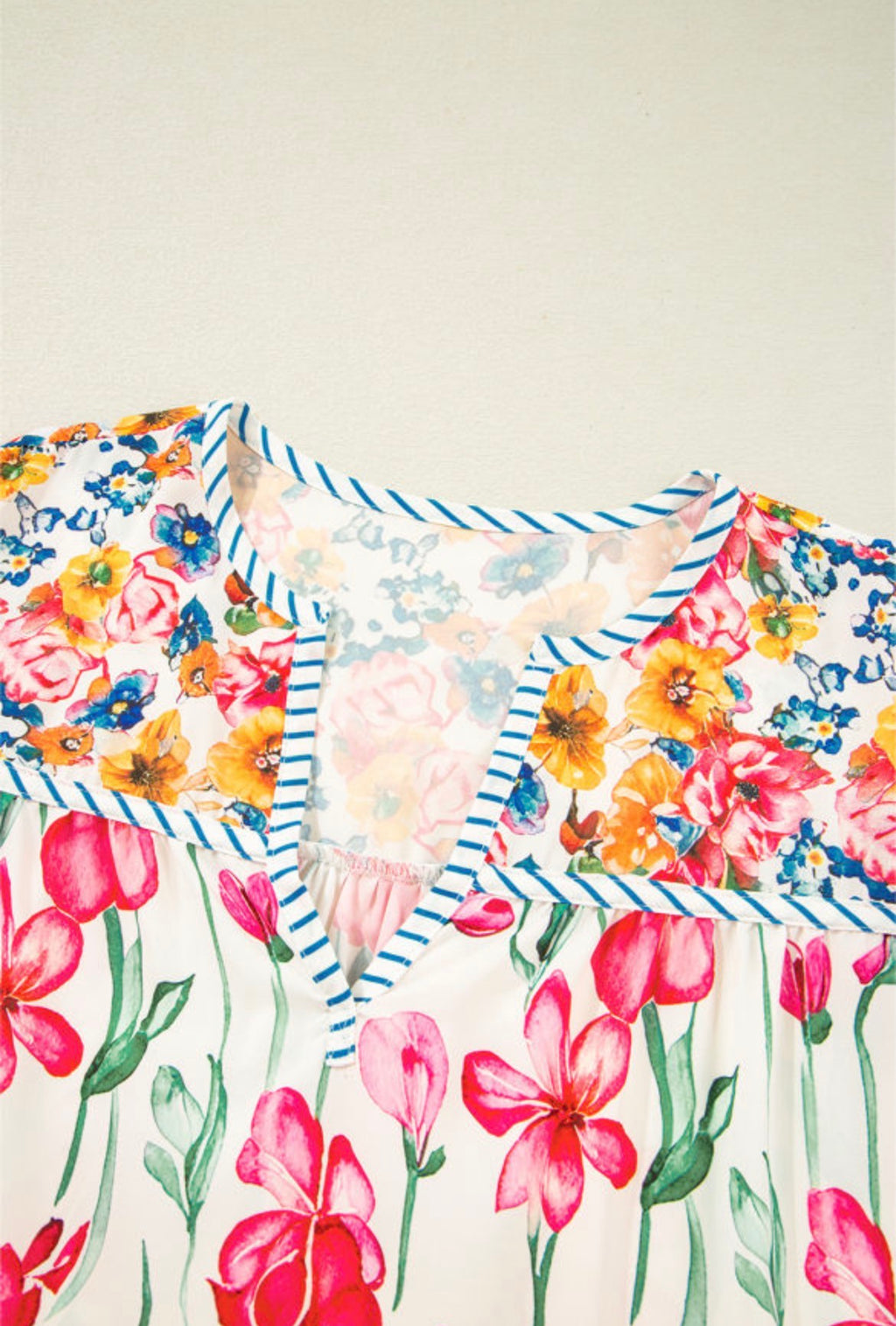 Floral Pin Striped Blouse (S-3X)