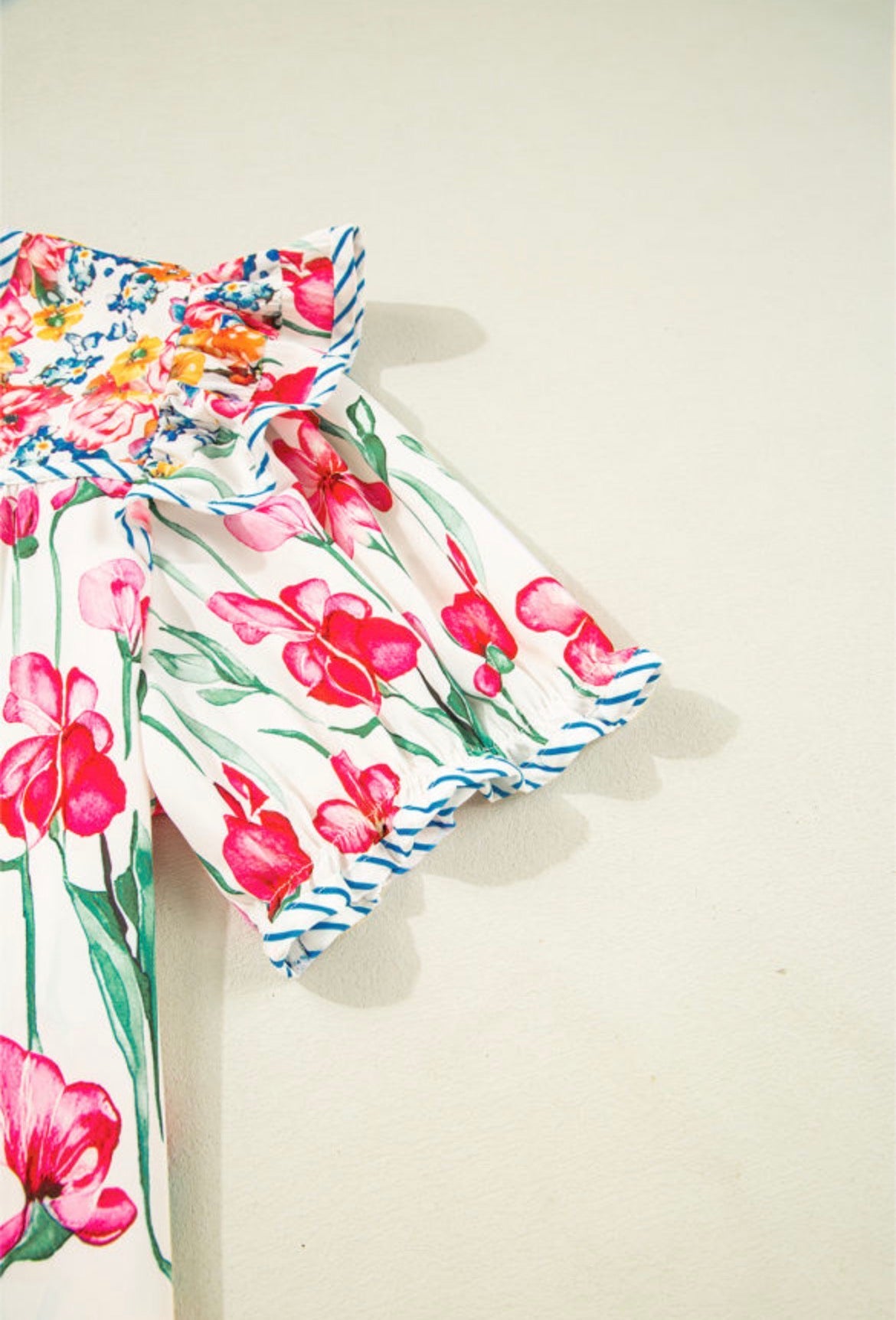 Floral Pin Striped Blouse (S-3X)