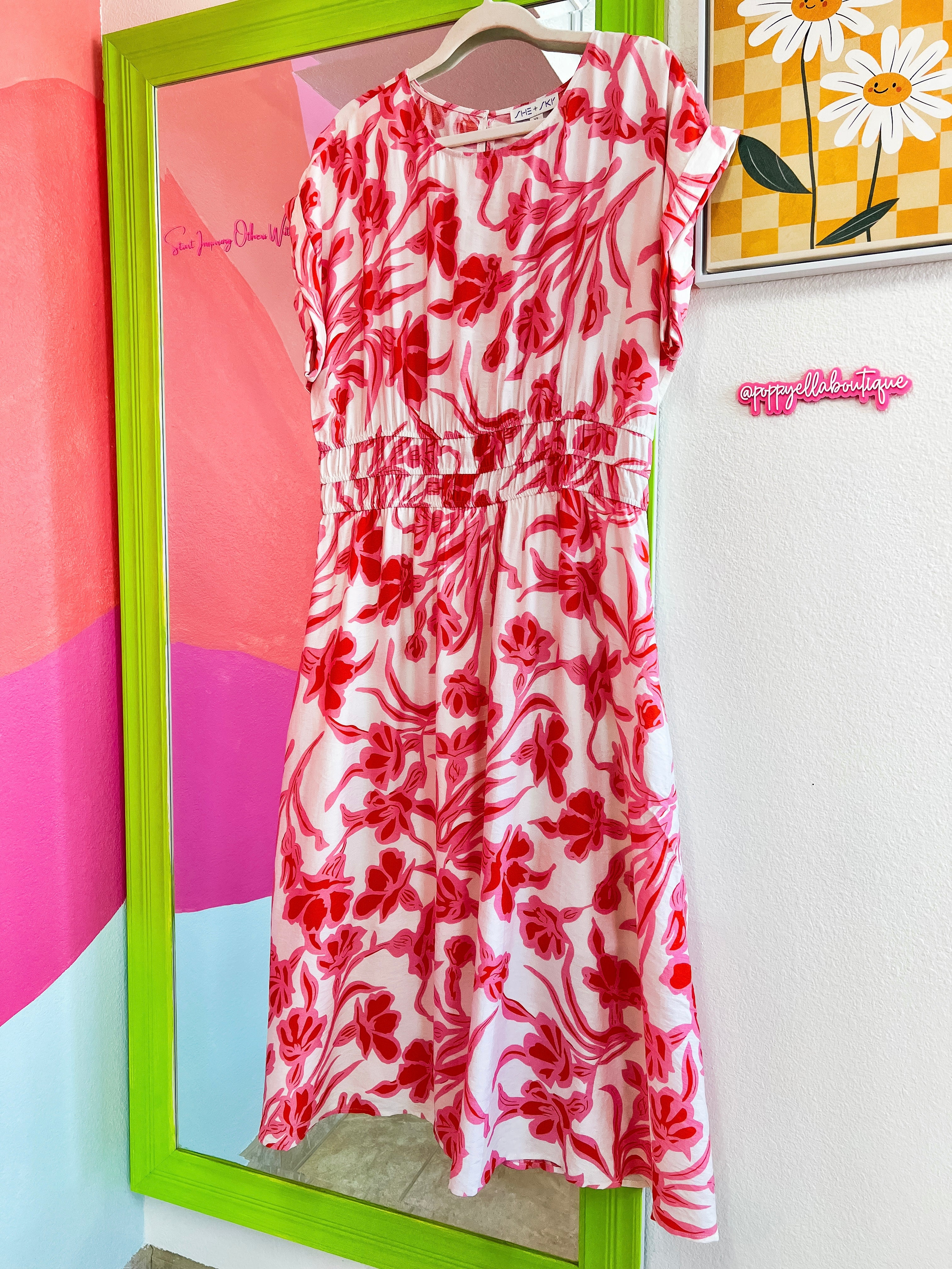 Pink Mix Midi Dress (XL-2X)