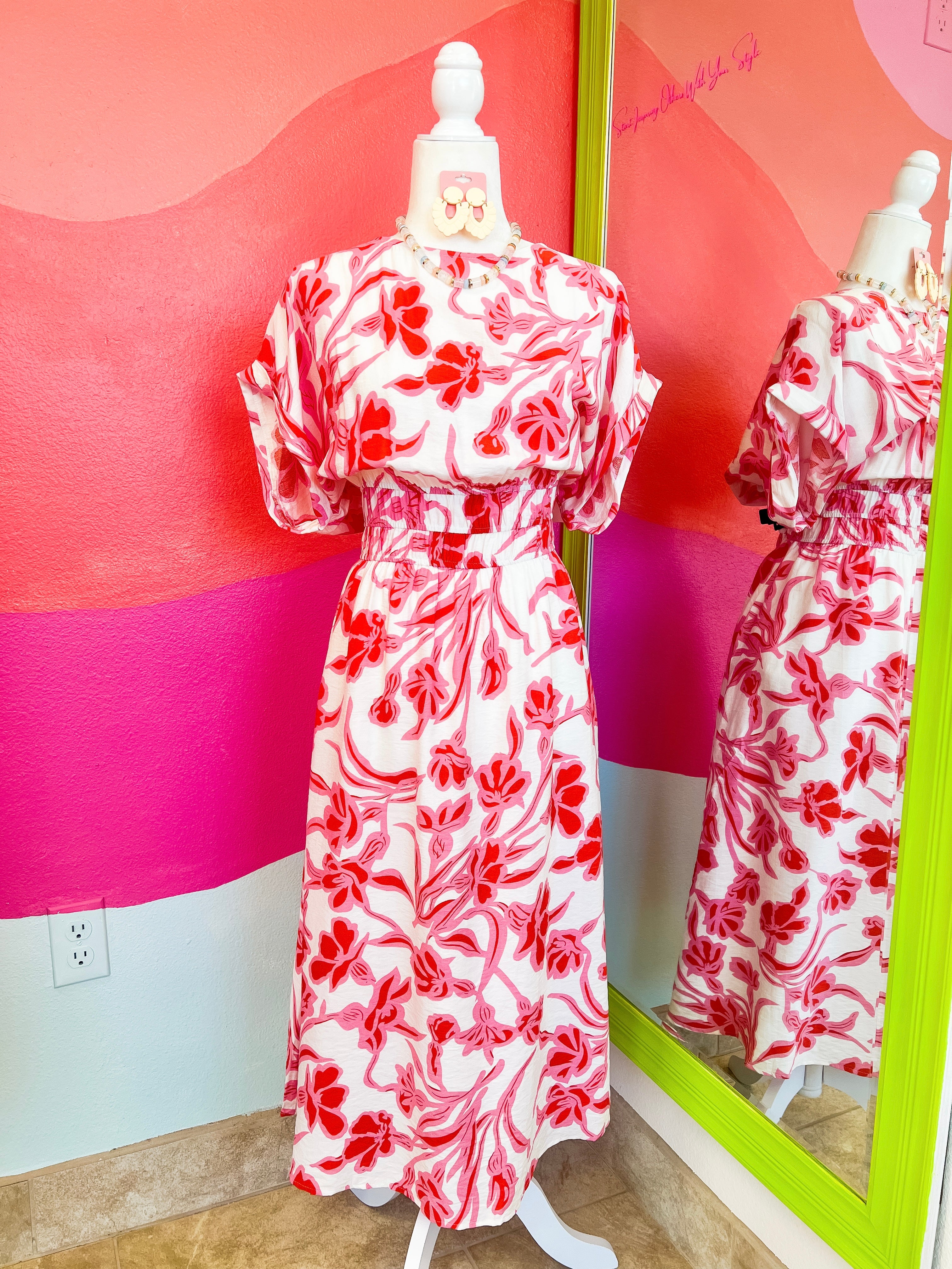 Pink Mix Midi Dress (XL-2X)