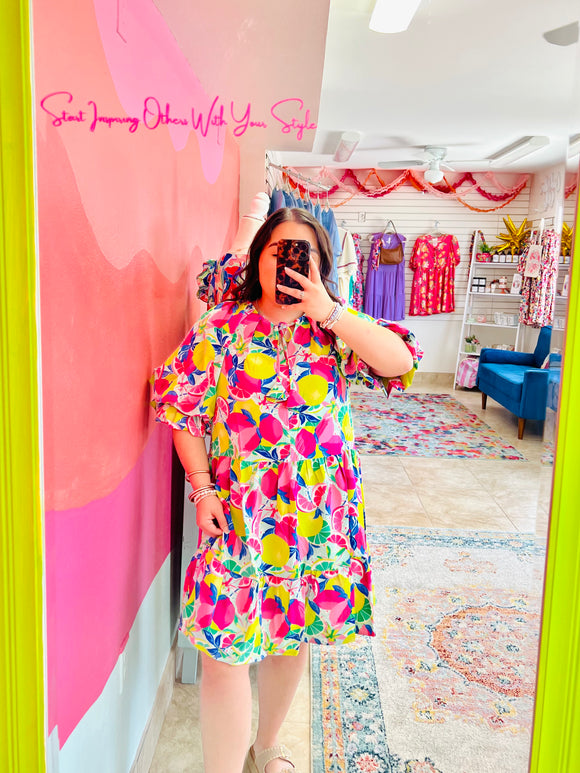 Pink Fruit Mix Dress