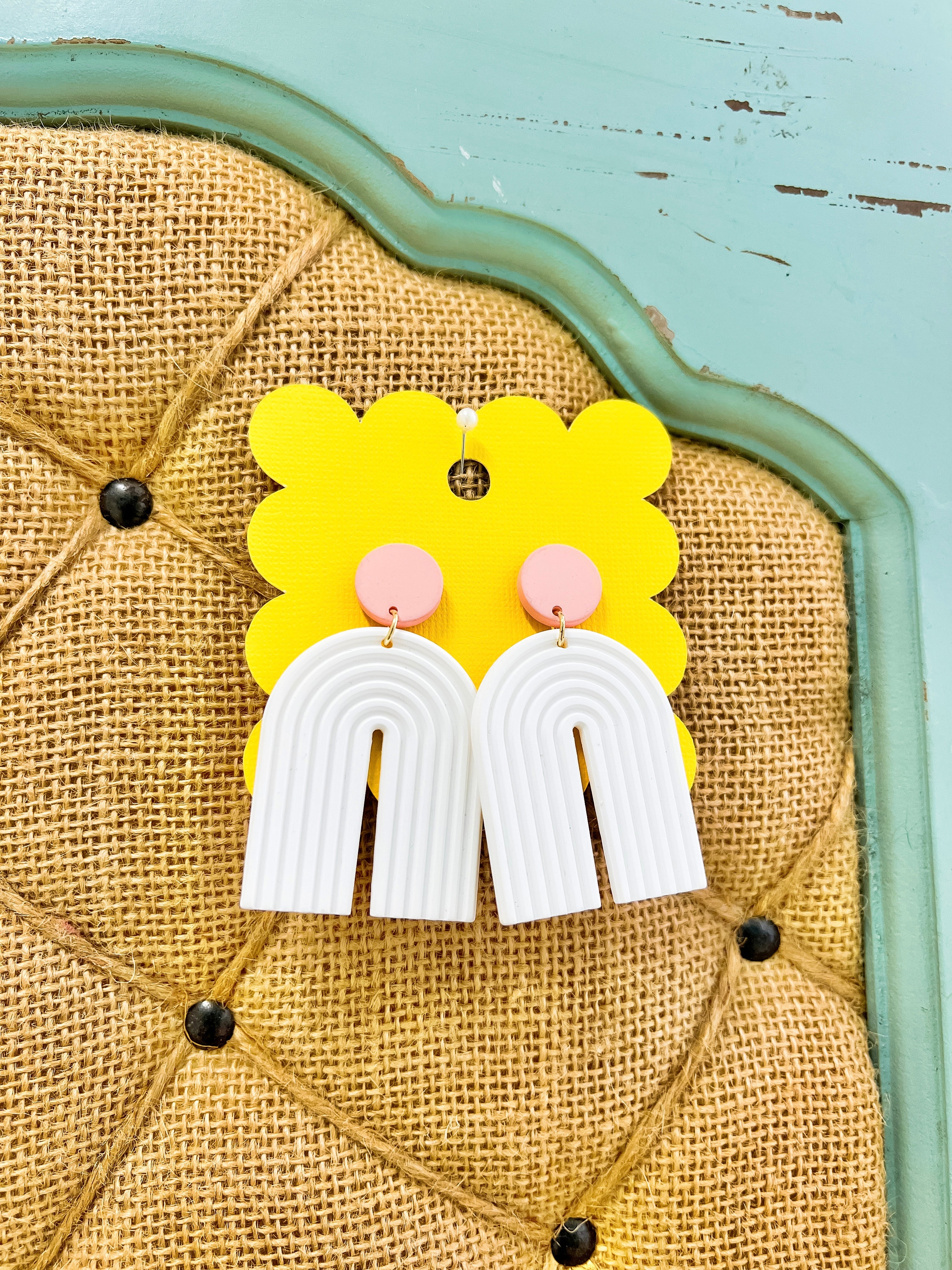 White Clay Arch Earrings