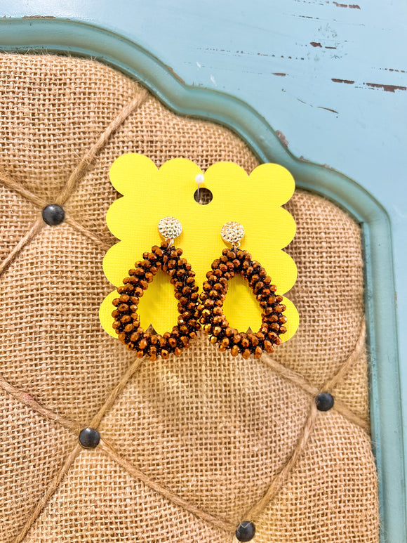 Brown Beaded Earrings