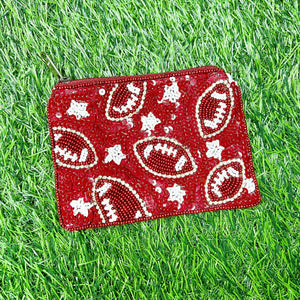 Maroon Football Sequin Coin Bag