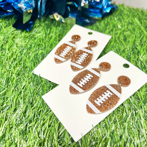 Glitter Acrylic Football Earrings