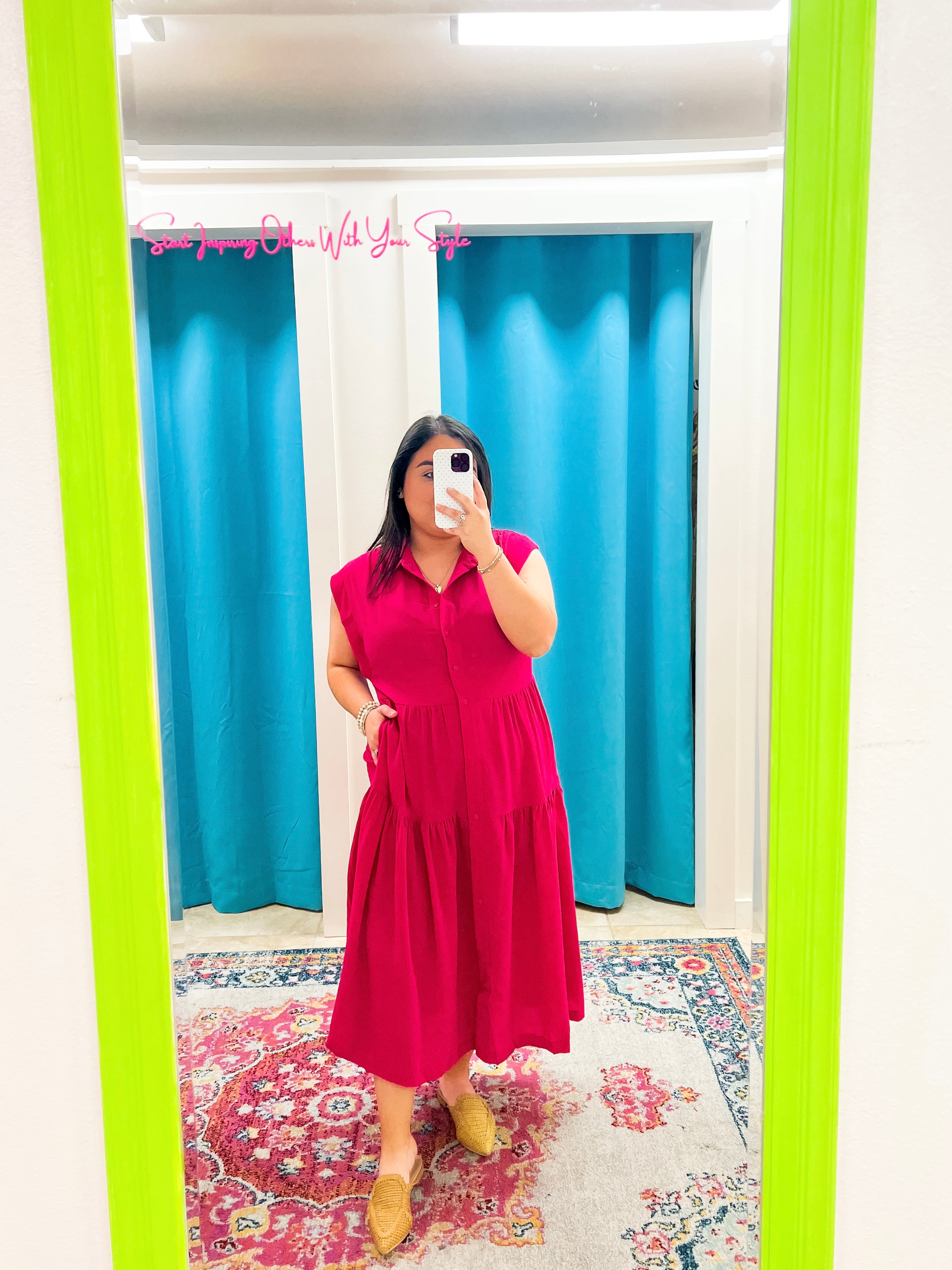 Hot Pink Midi Dress