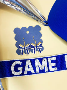 Royal Football Bow Dangle Earrings