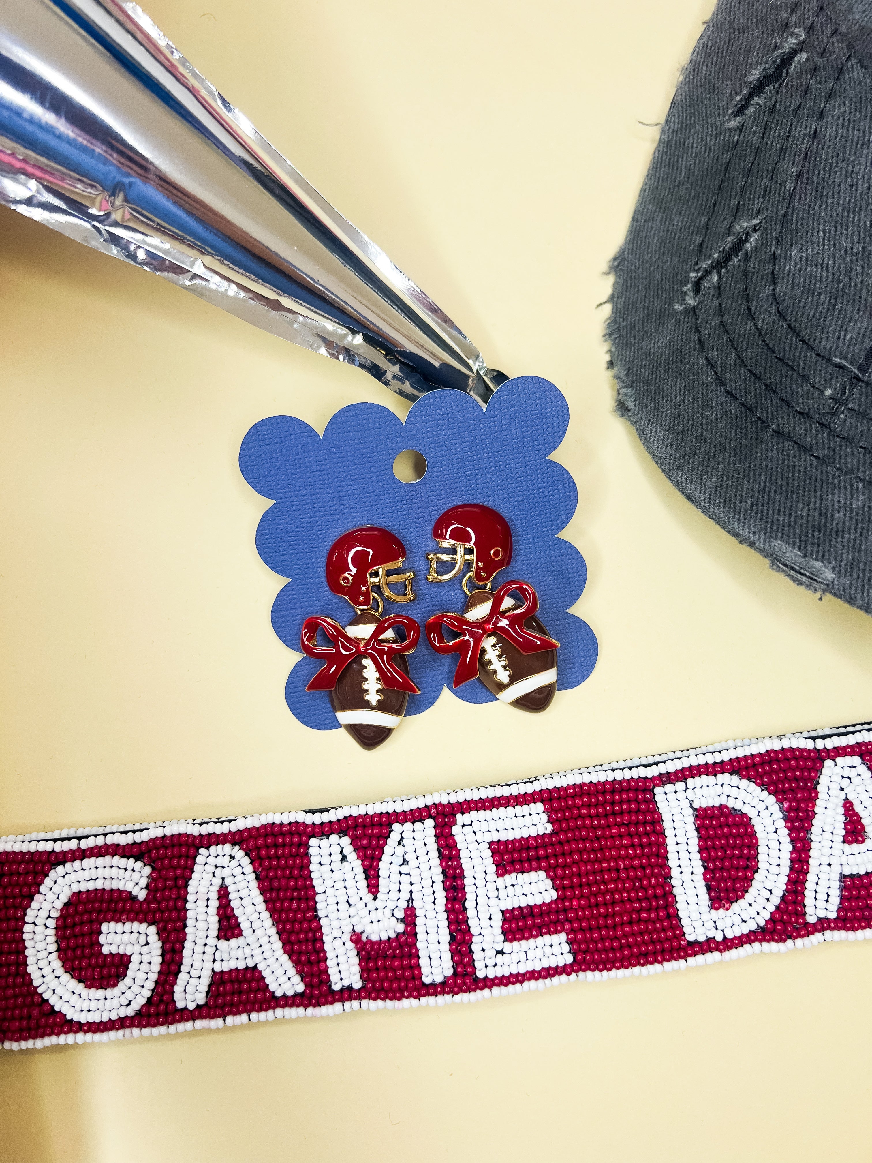 Maroon Football & Helmet Earrings