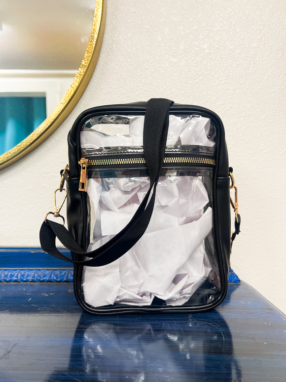 Long Black Clear Crossbody