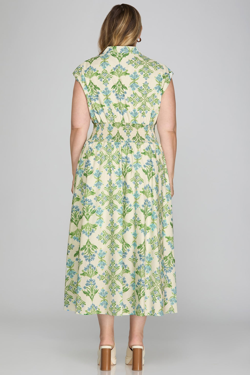 Lime & Blue Midi Dress (S-2X)