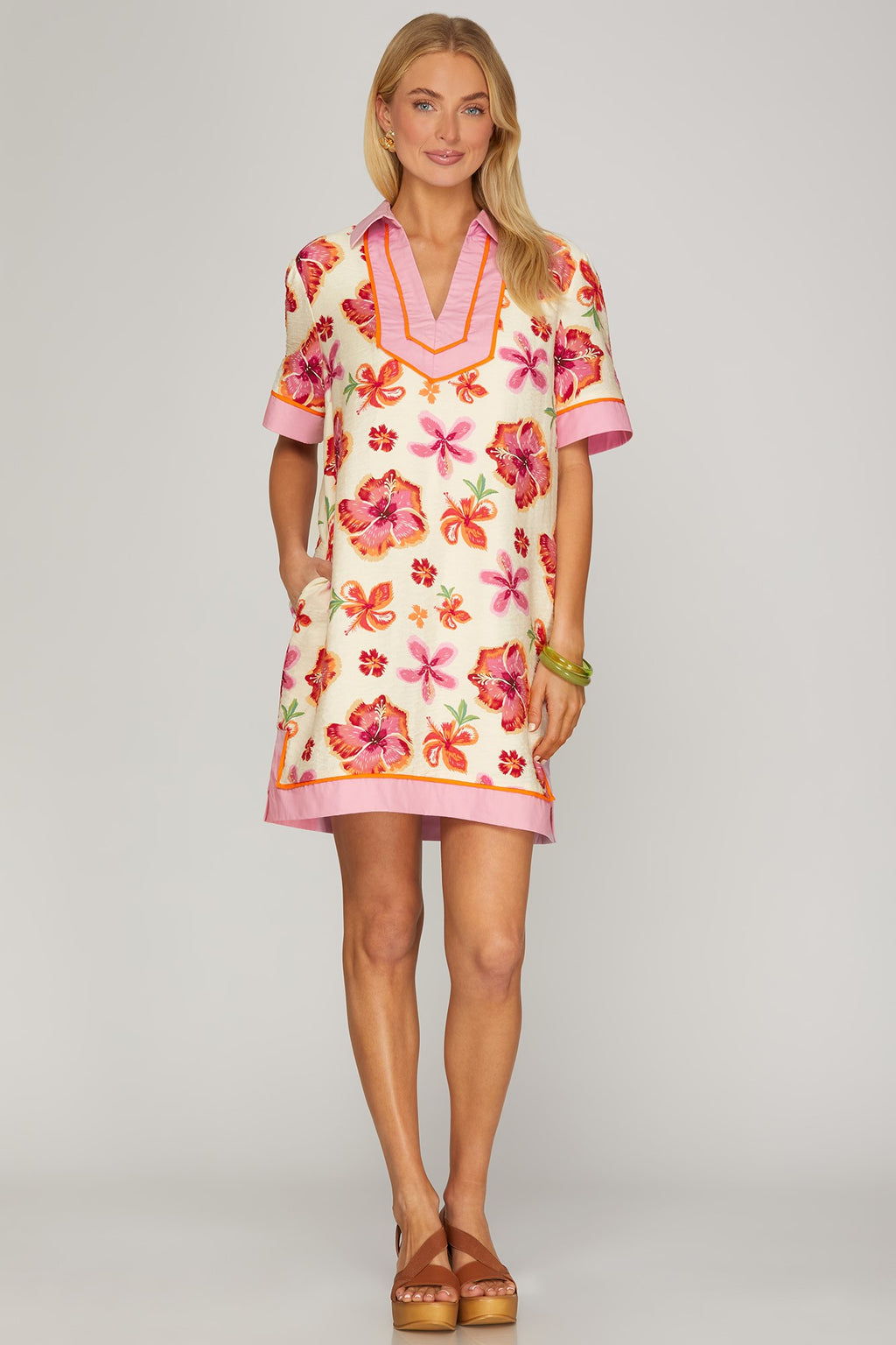 Pink Floral Dress (S-L)