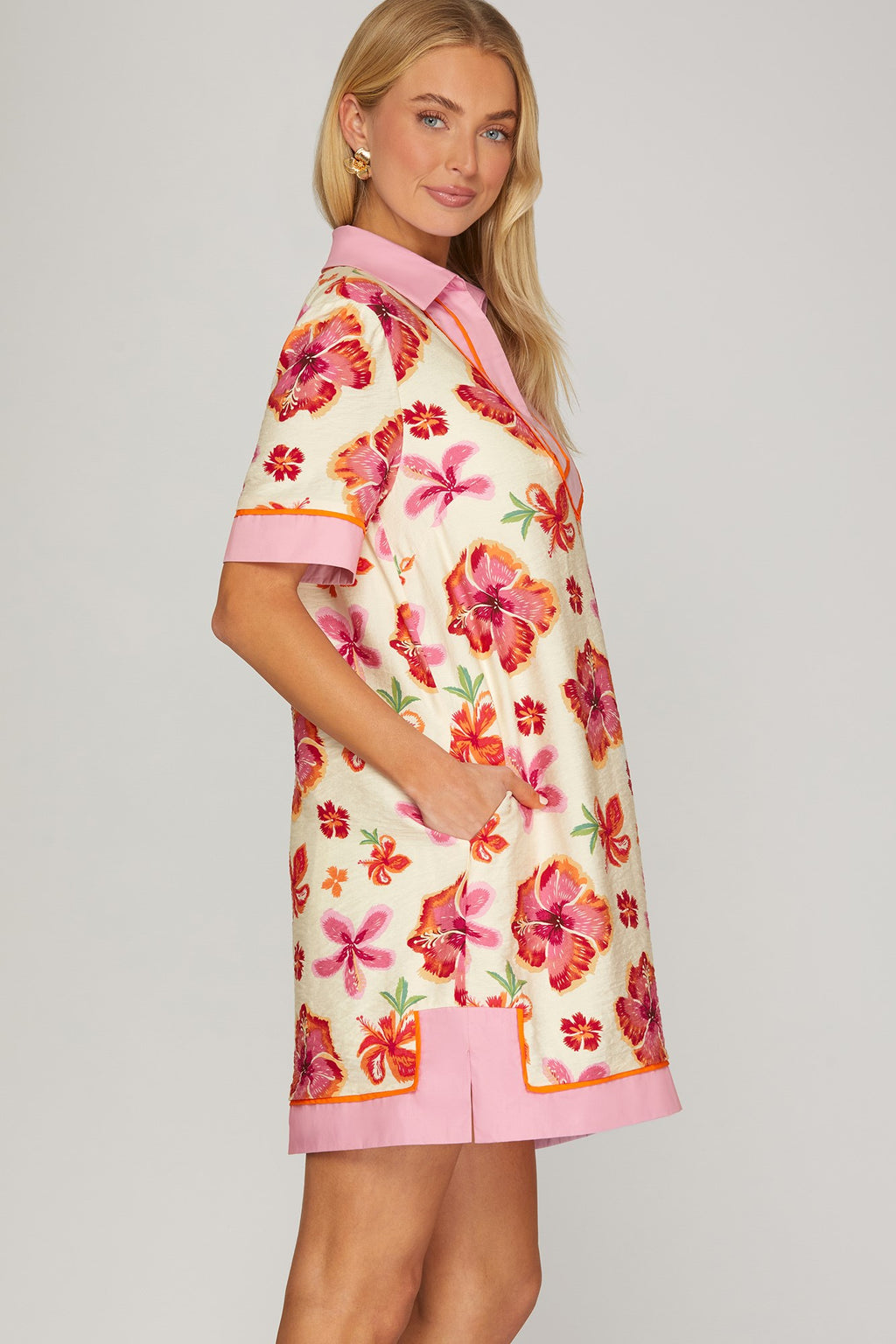 Pink Floral Dress (S-L)