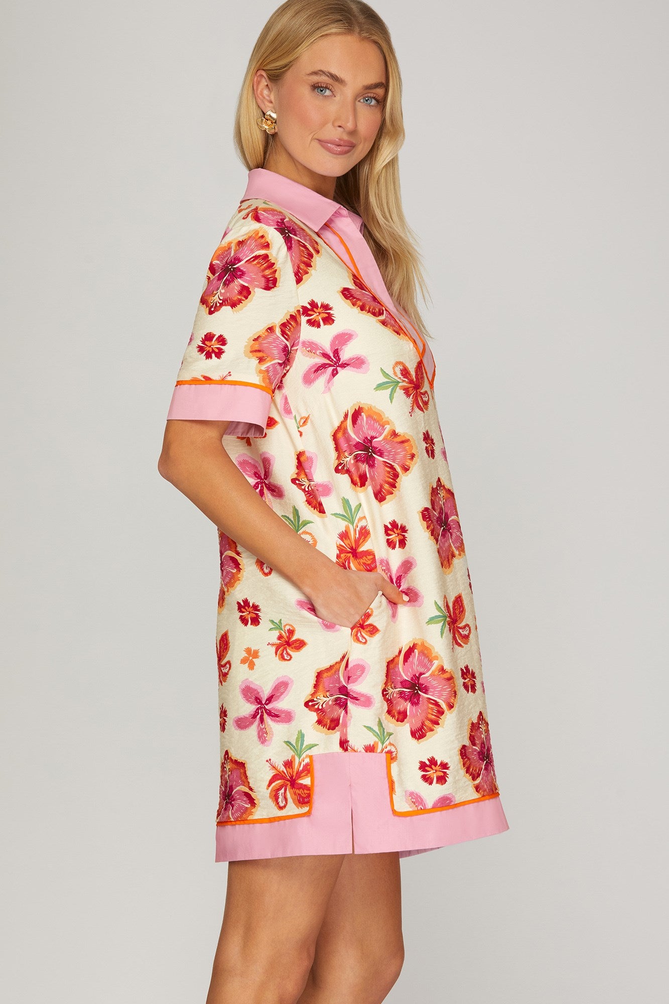 Pink Floral Dress (S-L)