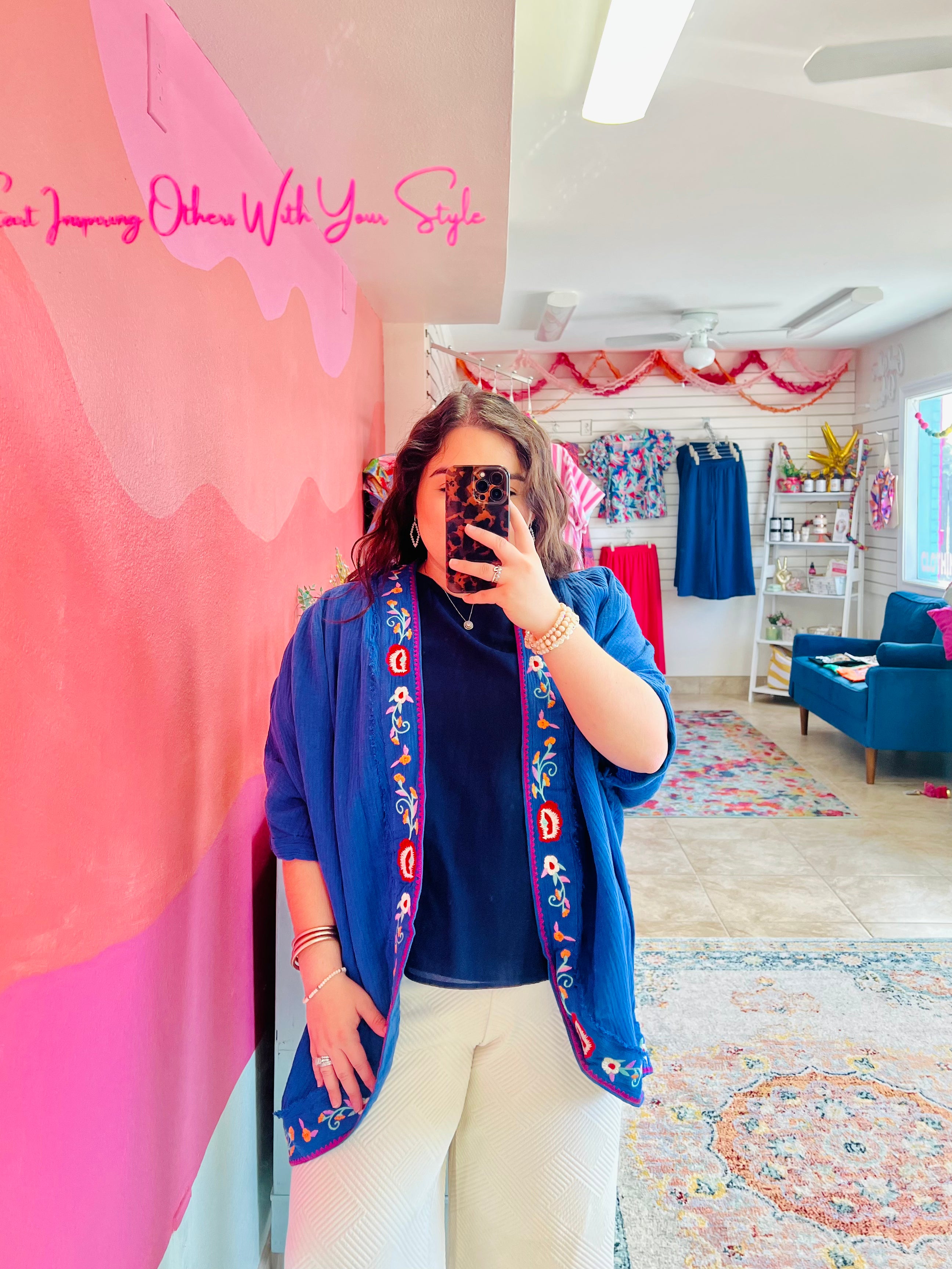 Cotton Gauze Embroidered Kimono