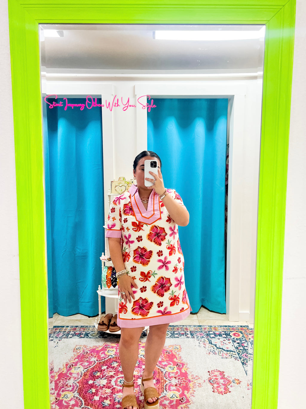 Pink Floral Dress (S-L)