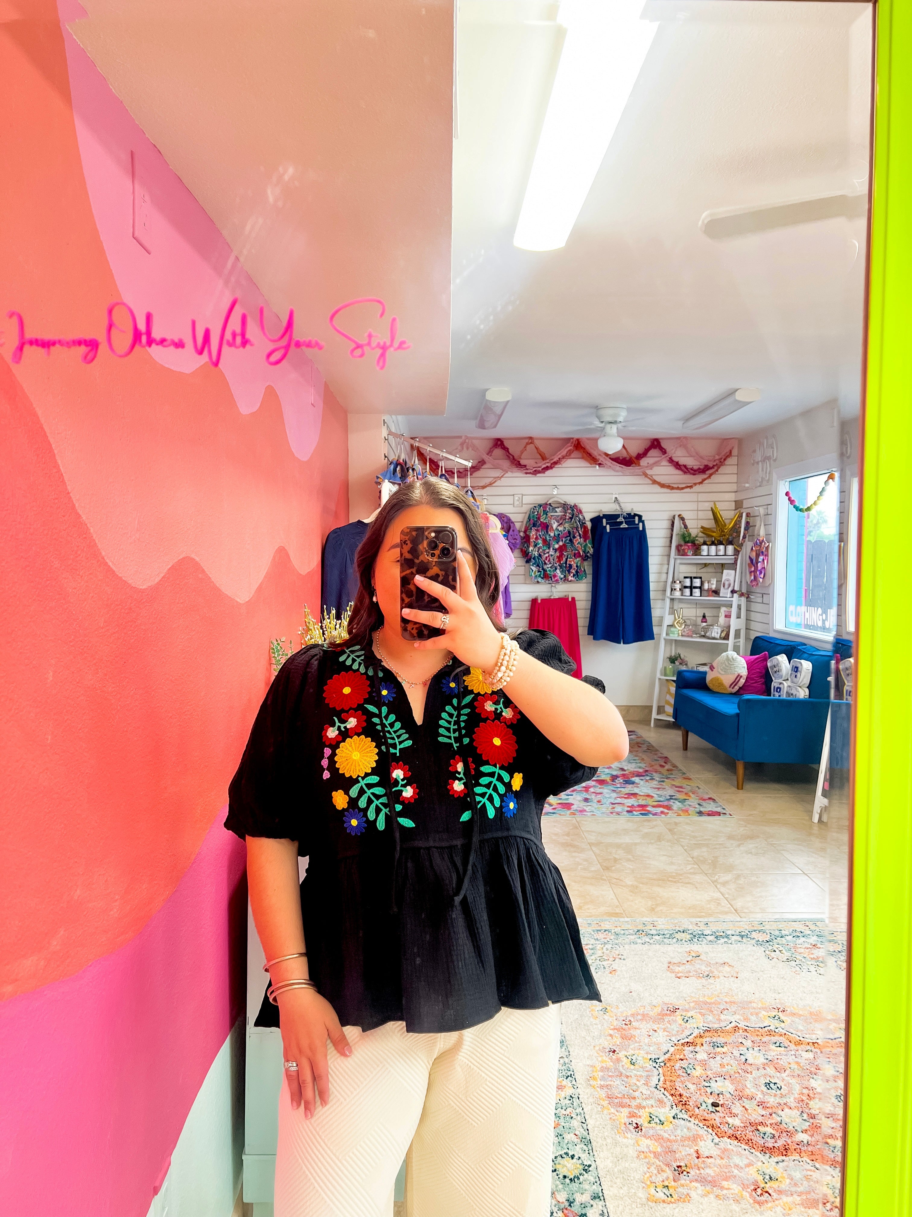 Black Embroidered Blouse