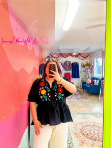 Black Embroidered Blouse