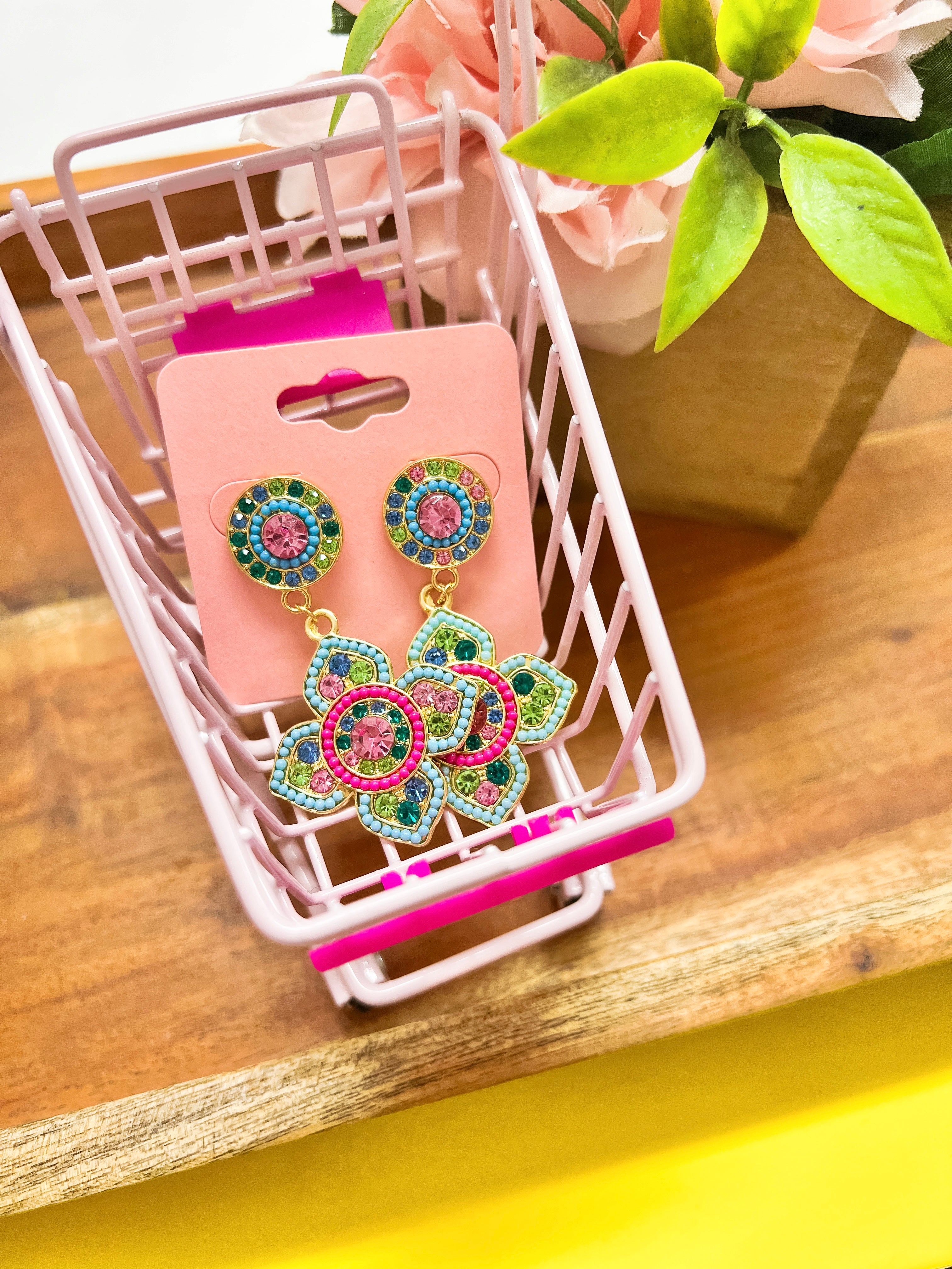 Multi Gem Dangle Earrings