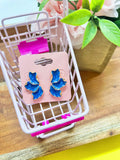 Blue Half Flower Earrings