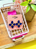 Navy Floral Stud