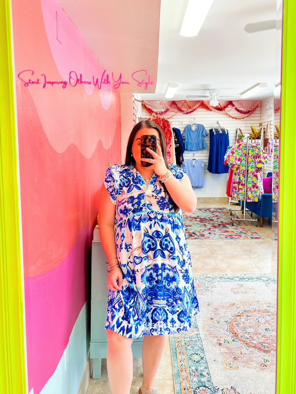 Cobalt Mix Babydoll Dress
