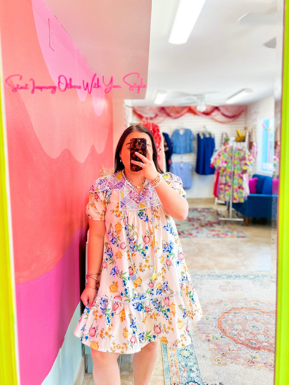 Floral Patchwork Babydoll Dress