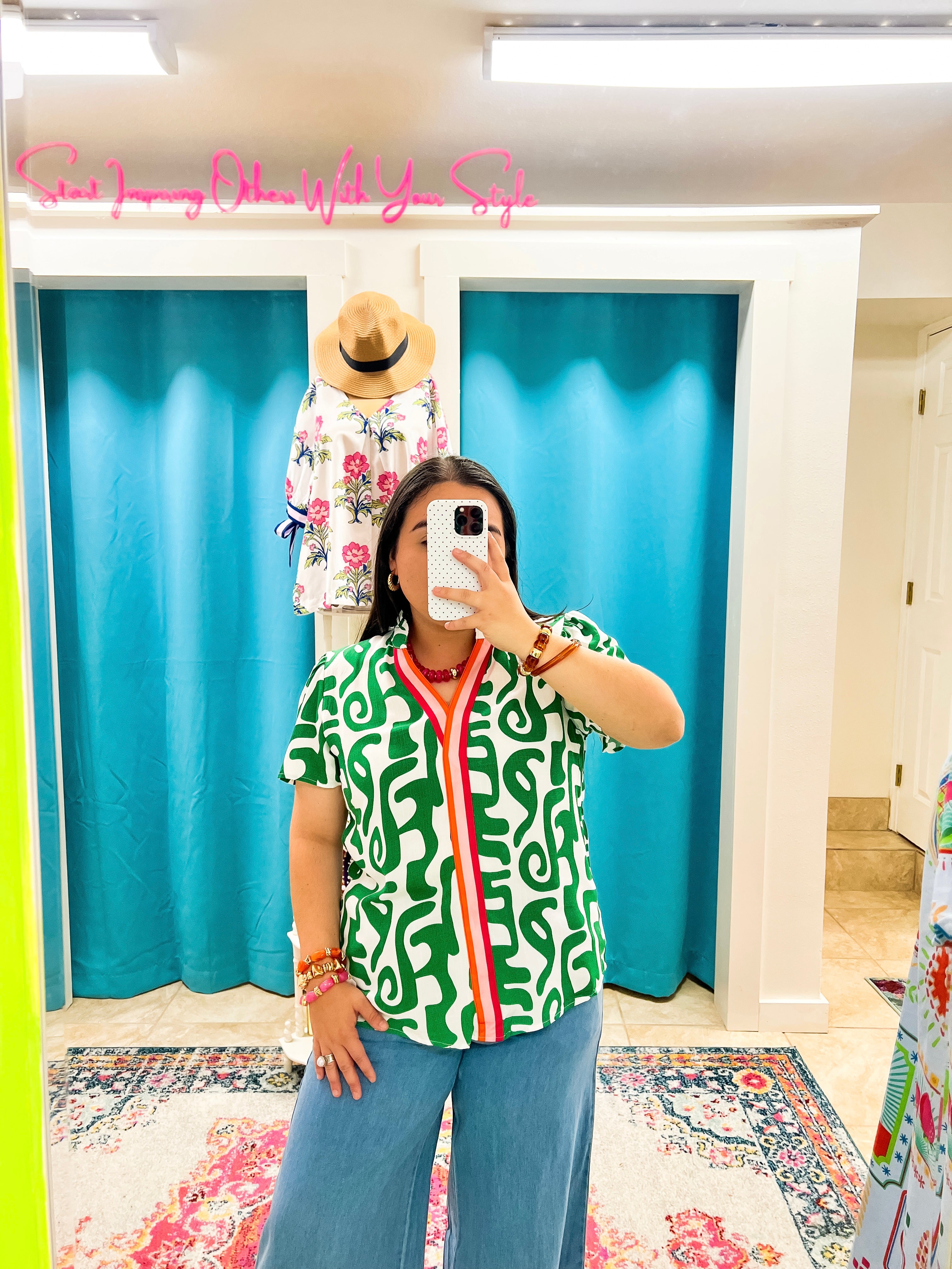 Green Abstract Blouse (S-XL)