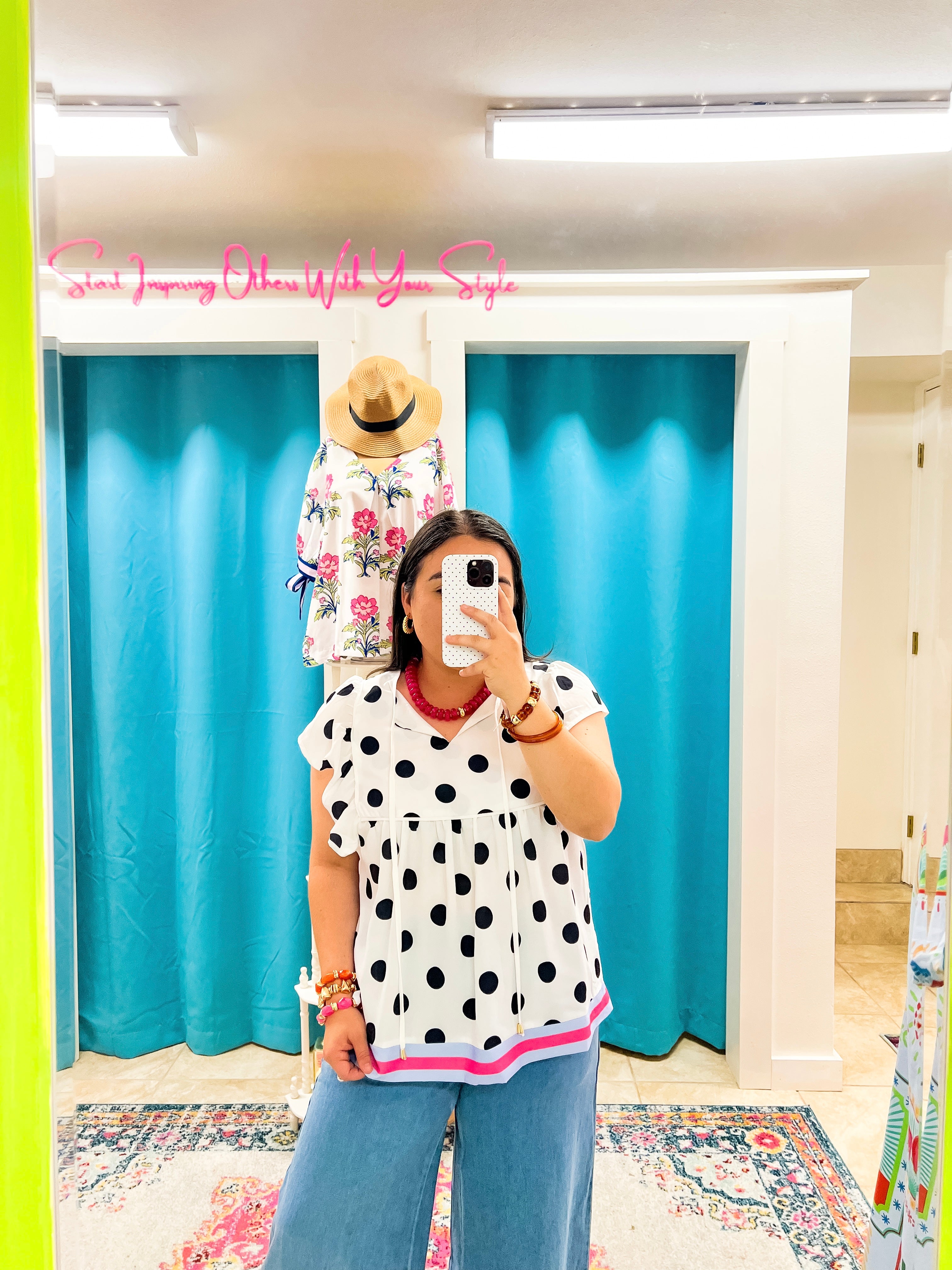 Polka Dot Flutter Sleeve Blouse