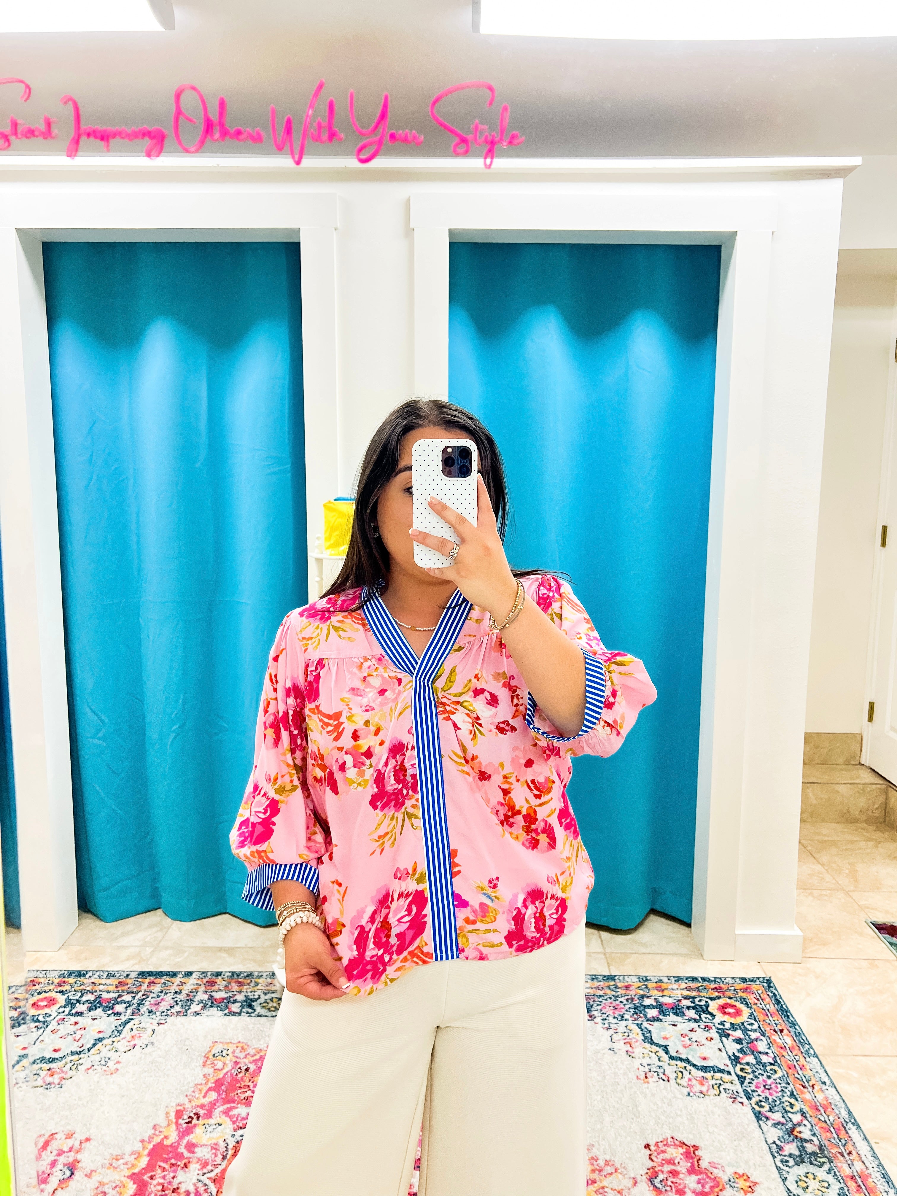 Floral Striped Mix Blouse