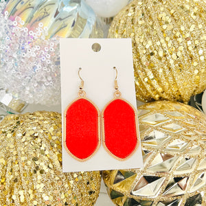 Glitter Red Dangle Earrings