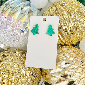 Christmas Tree Glitter Studs