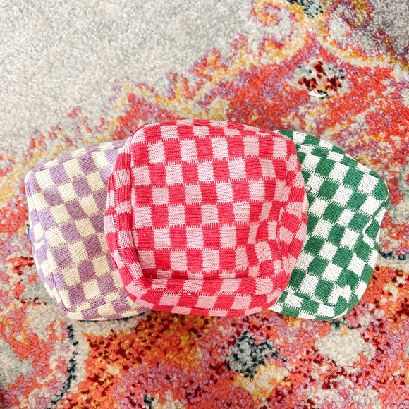 Checkered Mini Cosmetic Bag