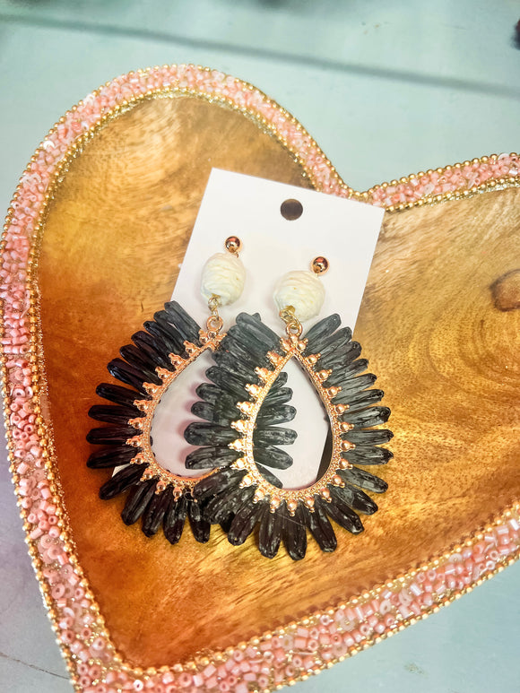 Black Raffia Earrings
