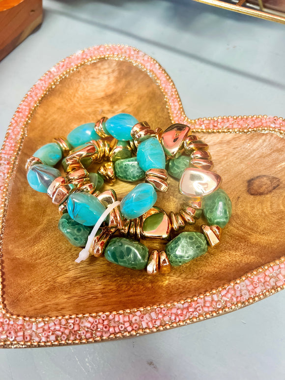 Jade & Gold Mix Bracelets