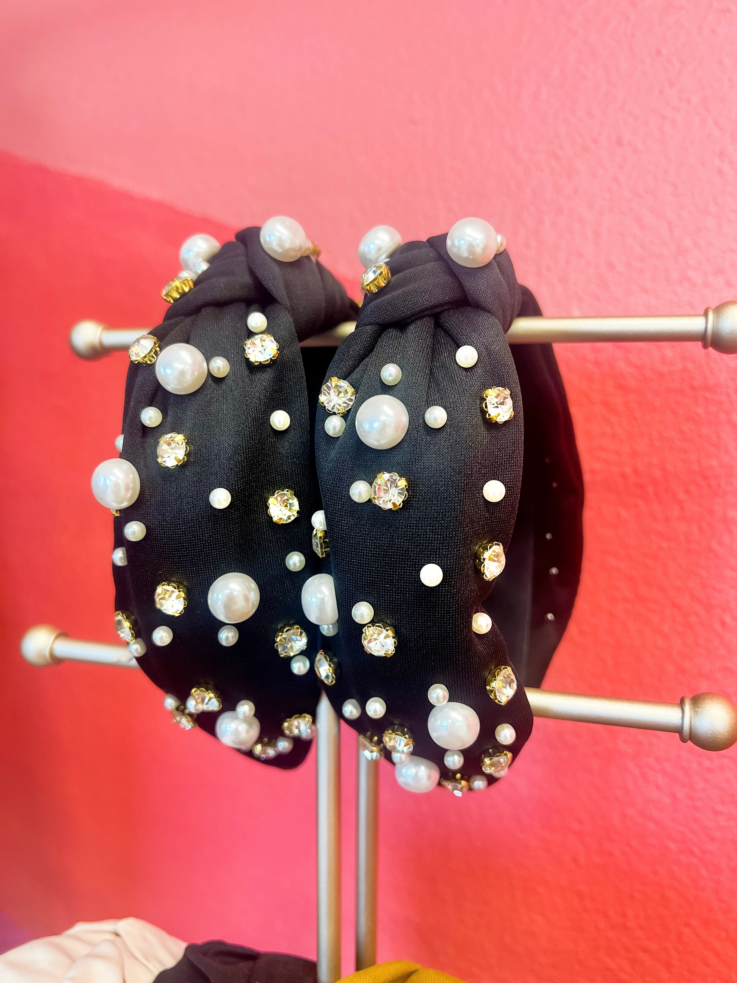 Black Pearl + Rhinestone Headband