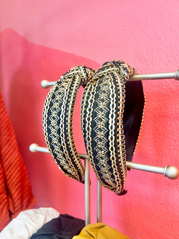 Black Gold Trim Headband