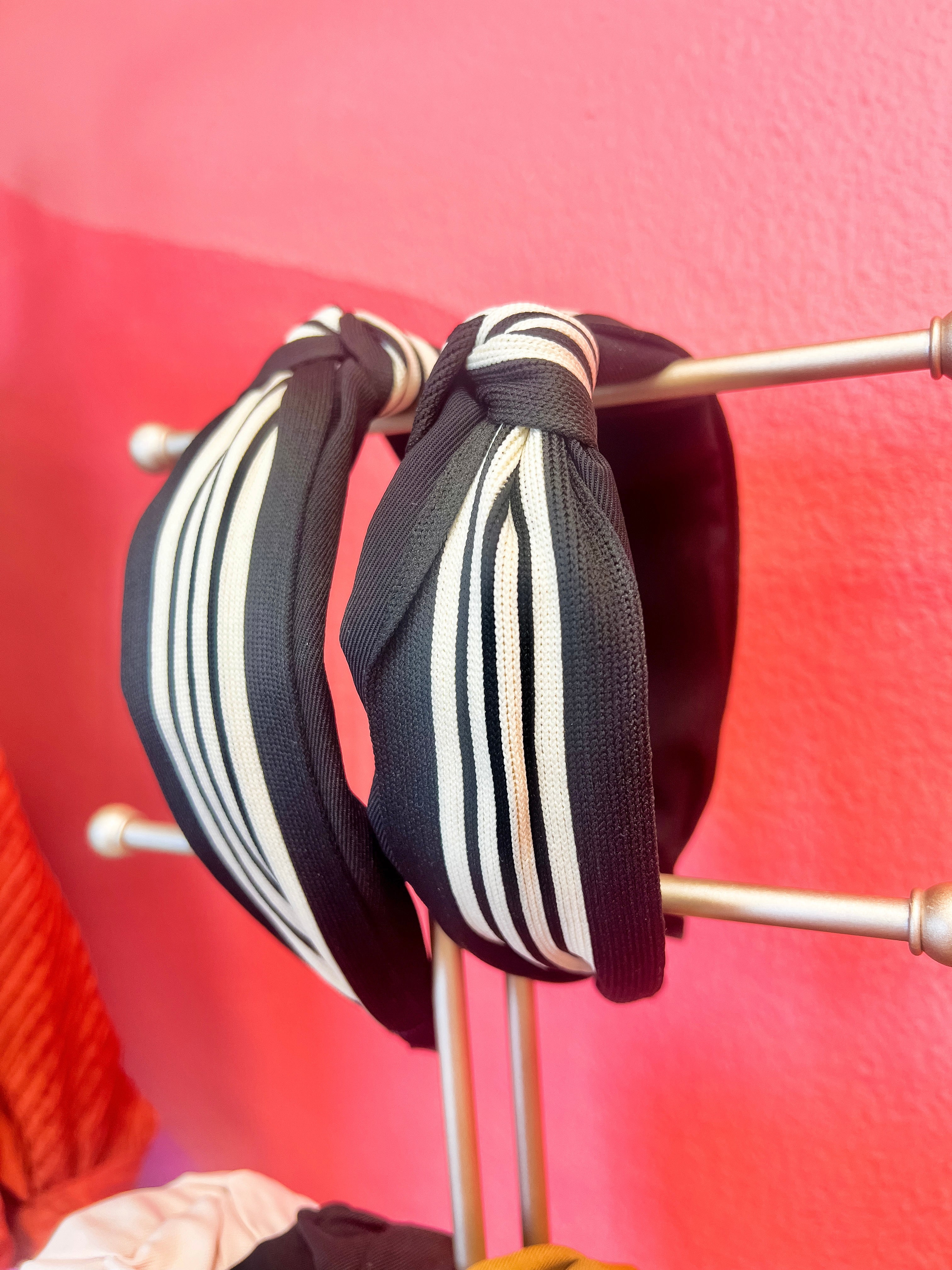 Black Cream Striped Headband