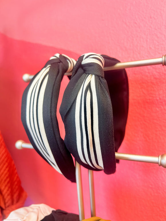 Black Cream Striped Headband