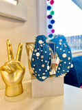 Denim Pearl + Rhinestone Headband